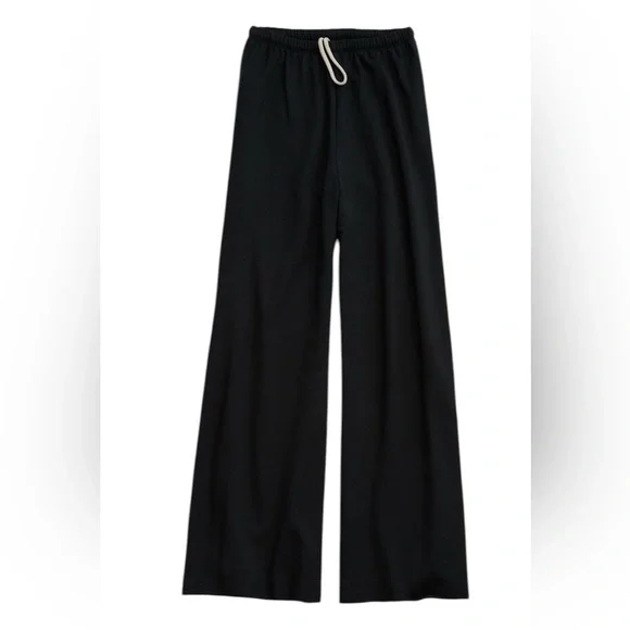 aerie Black Wide-Leg Drawstring Pants - Picture 1 of 5
